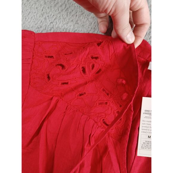 Knox Rose Shirt Womens Medium Red Tassels Flowy Tunic Short Sleeve Target NWT - Picture 6 of 9